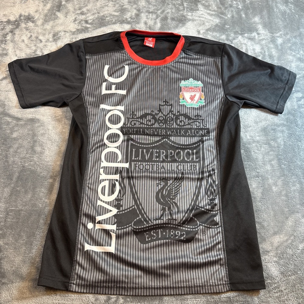 Liverpool FC Jersey Mens Small Black Short Sleeve Soccer Icon Sports Pullover